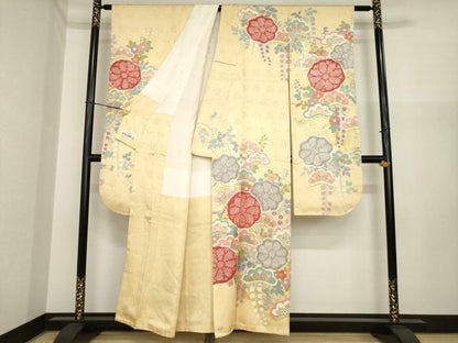 平和屋着物●豪華振袖　駒刺繍　絞り　枝花文　松　金彩　正絹　逸品　AABI7571ck