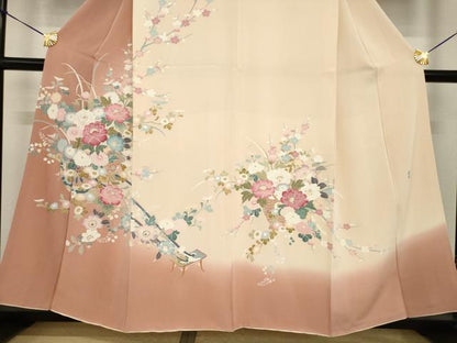 平和屋着物●訪問着　友禅　作家物　花車文　暈し染め　正絹　逸品　AABI7572ck