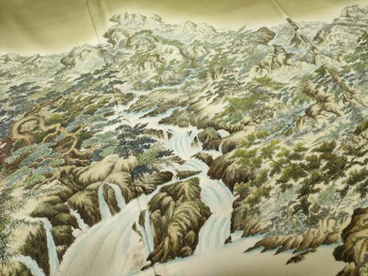 平和屋着物●琉染の創設者　山岡古都　水墨書　訪問着　日本風景浮岩峽　暈し染め　正絹　逸品　AABI7573ck