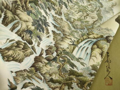 平和屋着物●琉染の創設者　山岡古都　水墨書　訪問着　日本風景浮岩峽　暈し染め　正絹　逸品　AABI7573ck