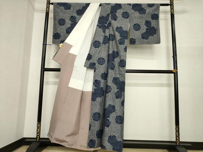 平和屋着物●上質な紬　花尽くし　正絹　逸品　AABI7576ck
