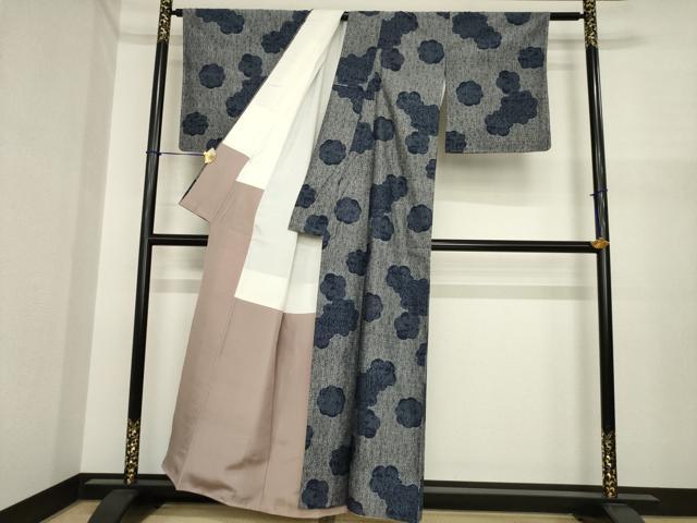 平和屋着物●上質な紬　花尽くし　正絹　逸品　AABI7576ck