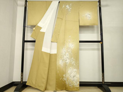 平和屋着物●訪問着　友禅　草花文　暈し染め　金彩　正絹　逸品　AABI7579ck