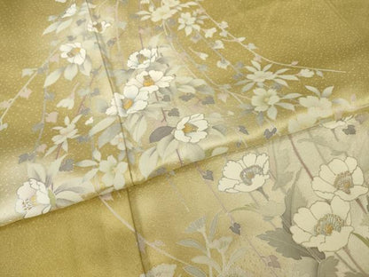 平和屋着物●訪問着　友禅　草花文　暈し染め　金彩　正絹　逸品　AABI7579ck