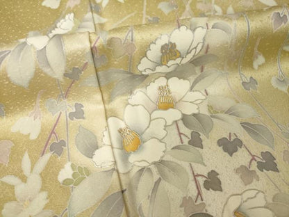 平和屋着物●訪問着　友禅　草花文　暈し染め　金彩　正絹　逸品　AABI7579ck