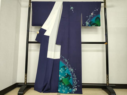 平和屋着物●訪問着　舞桜文　暈し染め　正絹　逸品　AABI7585ck