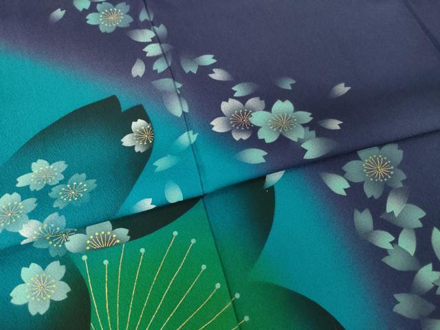 平和屋着物●訪問着　舞桜文　暈し染め　正絹　逸品　AABI7585ck