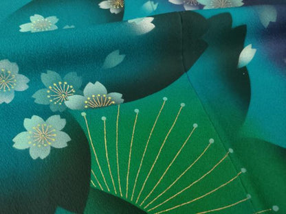 平和屋着物●訪問着　舞桜文　暈し染め　正絹　逸品　AABI7585ck
