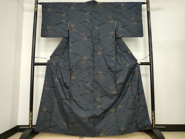 平和屋着物●本場大島紬　一元7マルキ　草花文　正絹　逸品　AABI7586ck