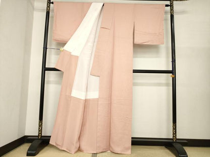 平和屋着物●上質な色無地　宍色　正絹　逸品　未使用　AABI7587ck