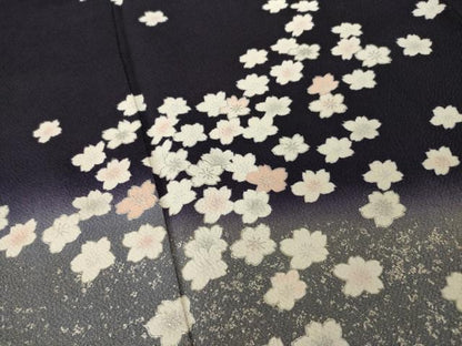 平和屋着物●訪問着　夜桜　暈し染め　銀彩　鬼しぼ縮緬　正絹　逸品　AABI7591ck