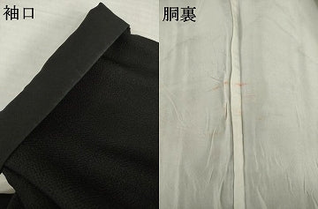 平和屋着物●訪問着　雪輪花文　黒地　金彩　鬼しぼ縮緬　正絹　逸品　AABI7593ck