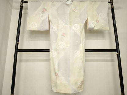 平和屋着物●長襦袢　無双仕立て　源氏車花文　暈し染め　正絹　逸品　AABI7595ck