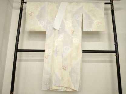 平和屋着物●長襦袢　無双仕立て　源氏車花文　暈し染め　正絹　逸品　AABI7595ck