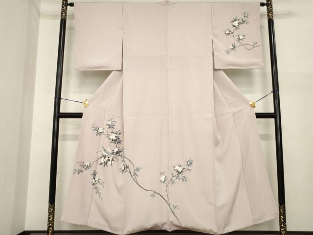 平和屋着物●訪問着　友禅　作家物　花鳥文　正絹　逸品　AABI7598ck