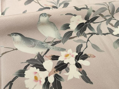 平和屋着物●訪問着　友禅　作家物　花鳥文　正絹　逸品　AABI7598ck