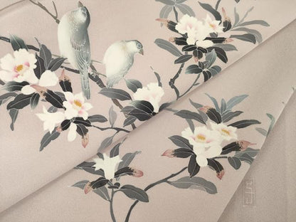 平和屋着物●訪問着　友禅　作家物　花鳥文　正絹　逸品　AABI7598ck