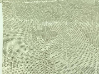 平和屋着物▽お召　単衣　草葉文　正絹　逸品　AABI7602jh
