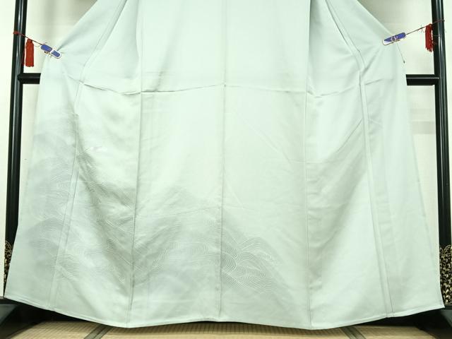 平和屋着物▽訪問着　単衣　刺繍　流水文　正絹　逸品　AABI7603jh
