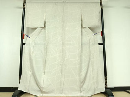 平和屋着物▽本場染大島紬　単衣　氷割れ文様　正絹　逸品　AABI7604jh