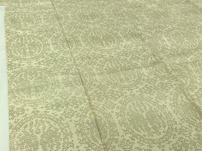 平和屋着物▽上質な紬　単衣　向かい鳥文　正絹　逸品　AABI7605jh