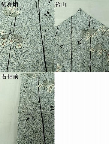 平和屋着物▽上質な小紋　単衣　草花文　正絹　逸品　AABI7611jh