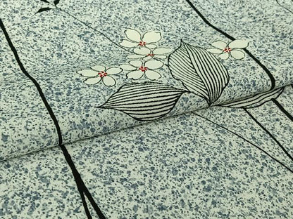 平和屋着物▽上質な小紋　単衣　草花文　正絹　逸品　AABI7611jh