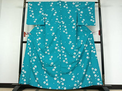 平和屋着物▽小紋　単衣　舞花文　洗える着物　AABI7612jh