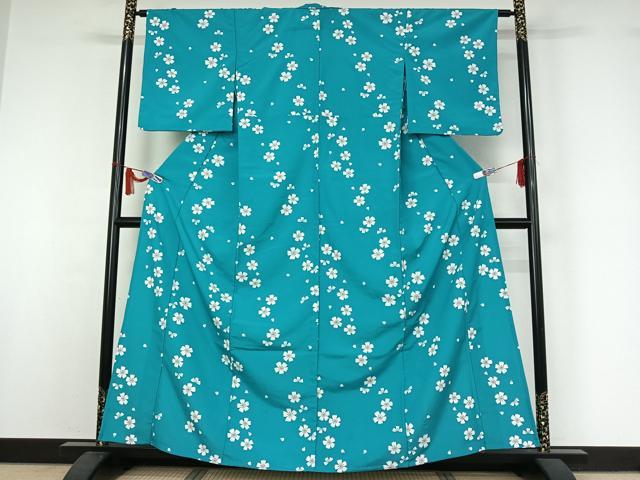 平和屋着物▽小紋　単衣　舞花文　洗える着物　AABI7612jh
