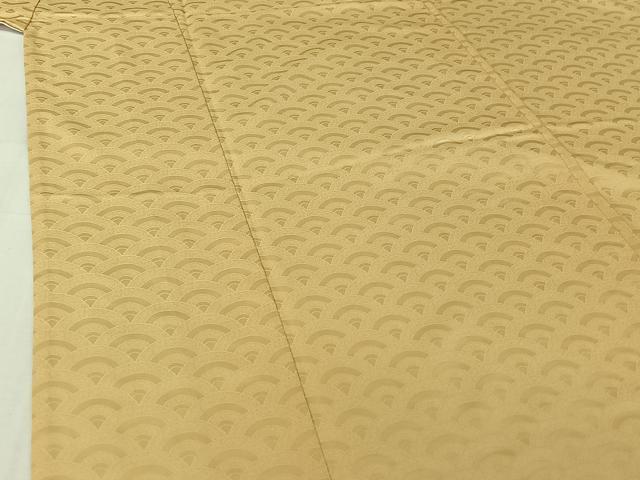 平和屋着物▽上質な色無地　単衣　青海波地紋　浅黄色　正絹　逸品　AABI7615jh