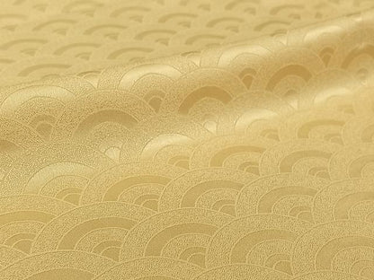 平和屋着物▽上質な色無地　単衣　青海波地紋　浅黄色　正絹　逸品　AABI7615jh
