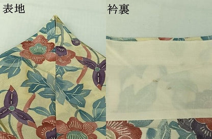 平和屋着物▽上質な小紋　単衣　花鳥文　正絹　逸品　AABI7616jh