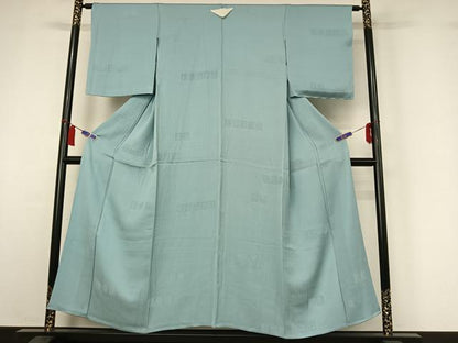平和屋着物▽上質な色無地　単衣　草花地紋　空色　正絹　逸品　未使用　AABI7617jh
