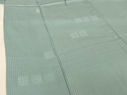 平和屋着物▽上質な色無地　単衣　草花地紋　空色　正絹　逸品　未使用　AABI7617jh