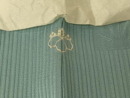 平和屋着物▽上質な色無地　単衣　草花地紋　空色　正絹　逸品　未使用　AABI7617jh