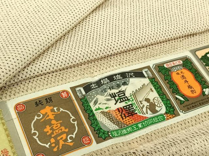 平和屋着物▽本塩沢　単衣　蚊絣　鈴乃屋扱い　証紙付き　正絹　逸品　AABI7618jh