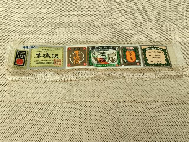 平和屋着物▽本塩沢　単衣　蚊絣　鈴乃屋扱い　証紙付き　正絹　逸品　AABI7618jh