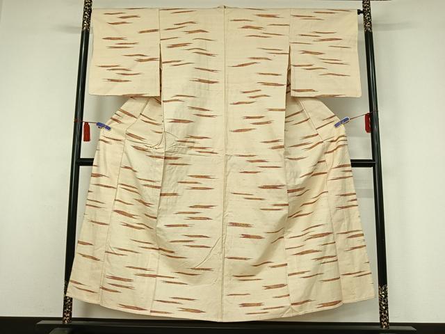 平和屋着物▽上質な紬　単衣　霞文　正絹　逸品　AABI7620jh