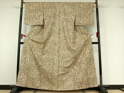平和屋着物▽本場大島紬　単衣　笹の葉文　正絹　逸品　AABI7622jh