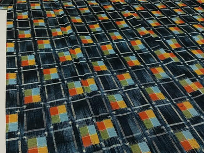 平和屋着物▽上質な紬　単衣　幾何学文様　正絹　逸品　AABI7624jh