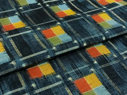 平和屋着物▽上質な紬　単衣　幾何学文様　正絹　逸品　AABI7624jh