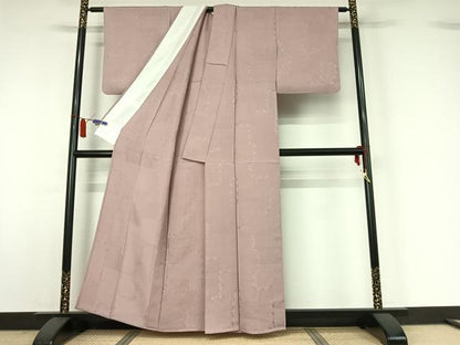 平和屋着物▽上質な色無地　単衣　薄柿色　正絹　逸品　AABI7625jh