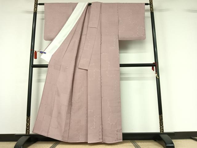 平和屋着物▽上質な色無地　単衣　薄柿色　正絹　逸品　AABI7625jh