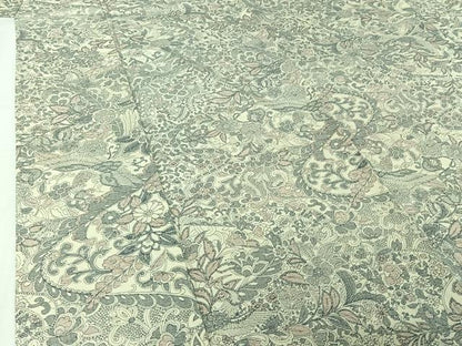 平和屋着物▽上質な小紋　単衣　紬地　鳳凰更紗花文　正絹　逸品　AABI7627jh