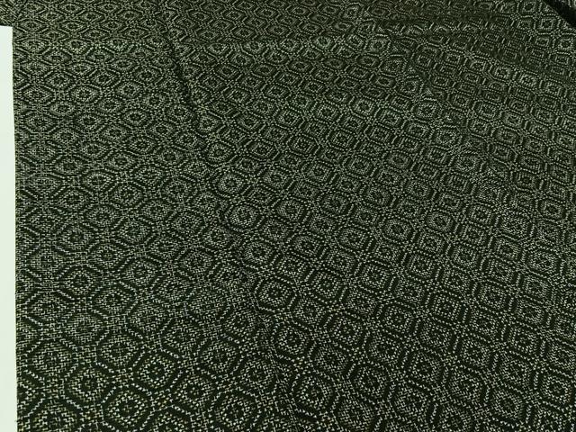 平和屋着物▽上質な紬　単衣　幾何学文様　正絹　逸品　AABI7628jh