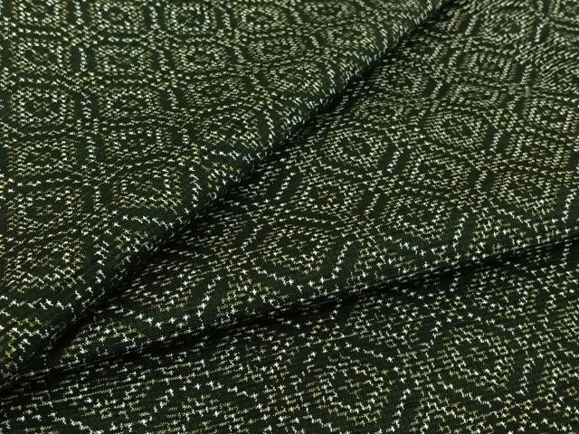 平和屋着物▽上質な紬　単衣　幾何学文様　正絹　逸品　AABI7628jh