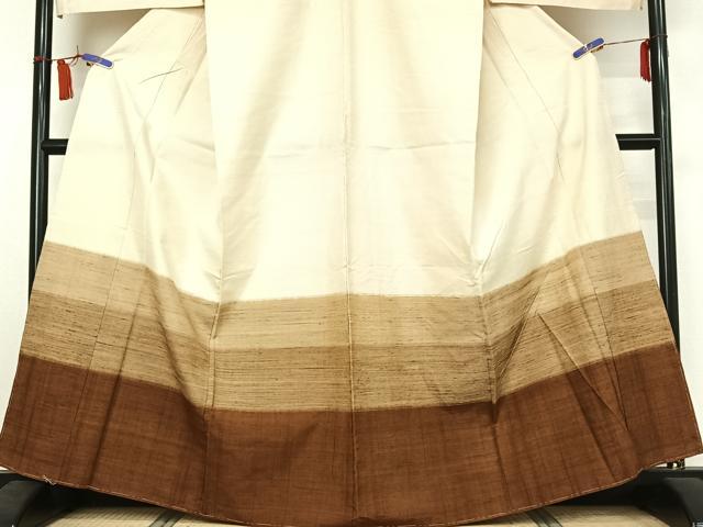 平和屋着物▽訪問着　単衣　紬地　横段文　仮絵羽　正絹　逸品　未使用　AABI7629jh