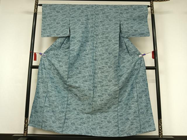 平和屋着物▽上質な紬　単衣　草花文　正絹　逸品　AABI7630jh