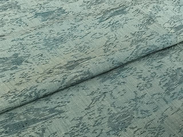 平和屋着物▽上質な紬　単衣　草花文　正絹　逸品　AABI7630jh