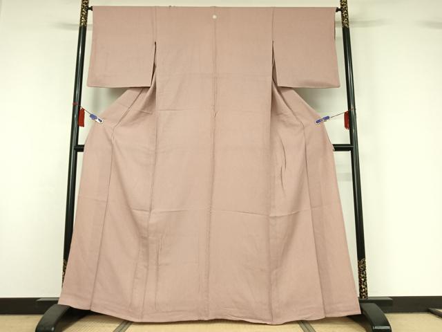 平和屋着物▽上質な色無地　単衣　薄柿色　正絹　逸品　AABI7632jh